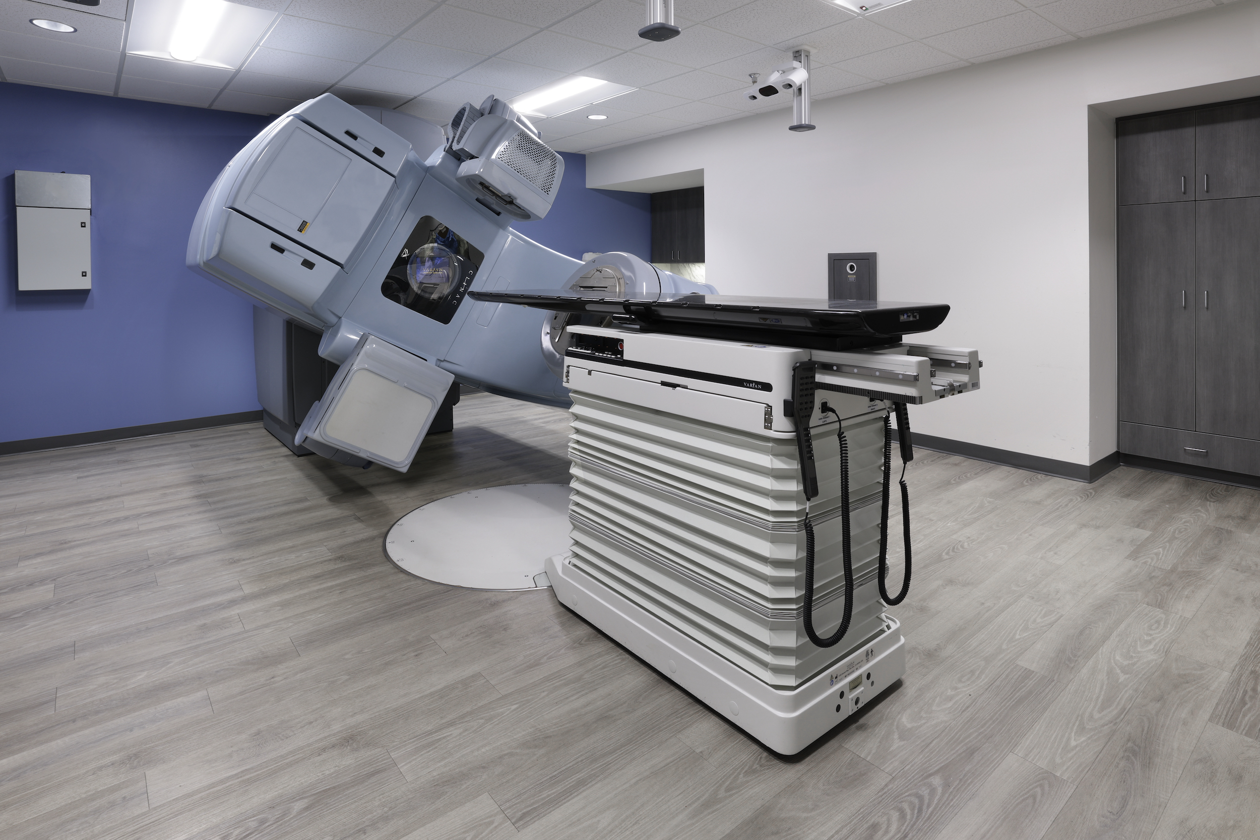 a blue linear accelerator machine for cancer treatment